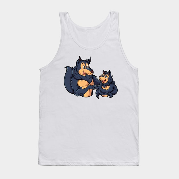 Father and son make fistbump - Wolf Tank Top by Modern Medieval Design